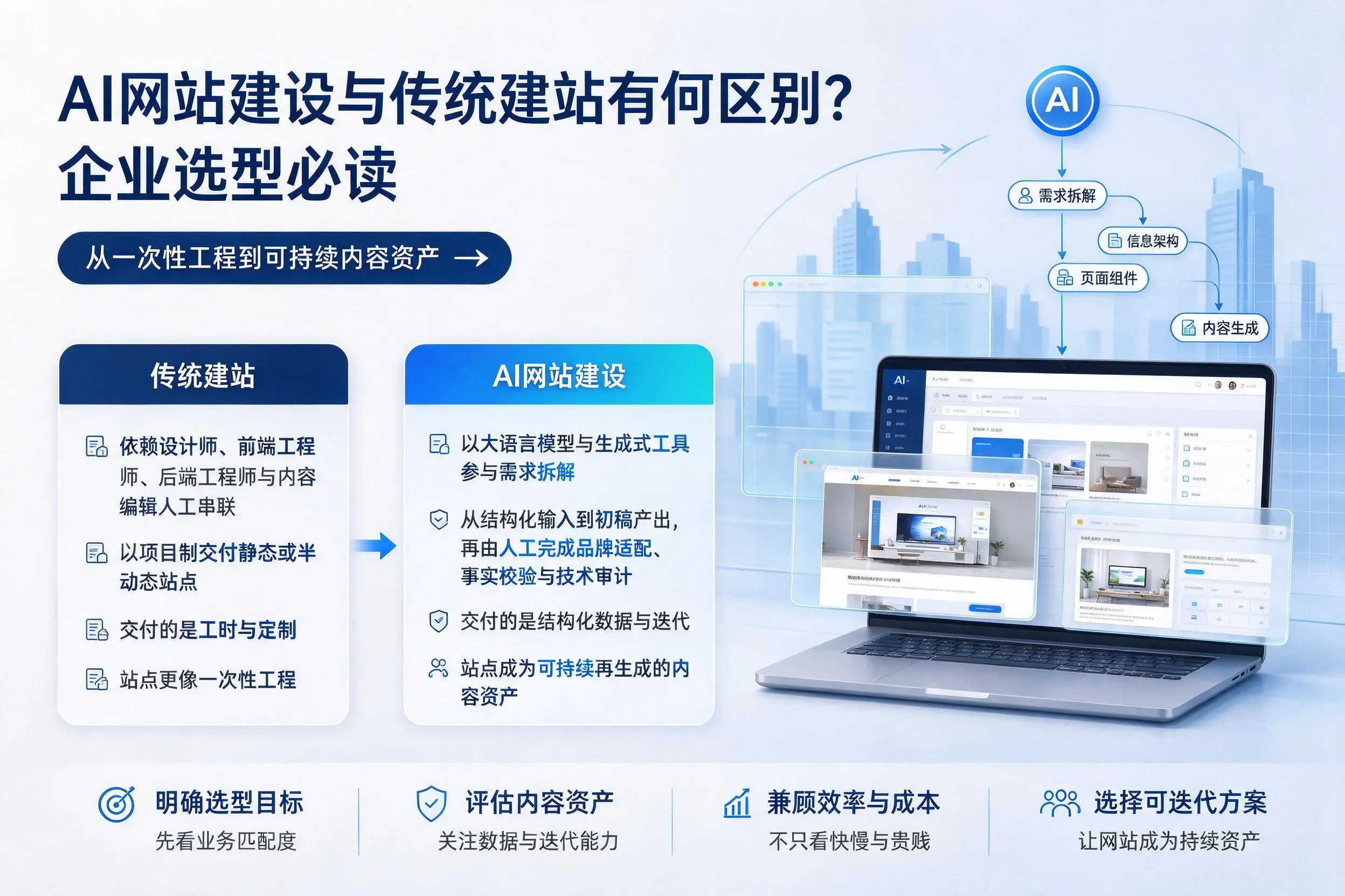 AI网站建设与传统建站有何区别?黄山企业选型必读