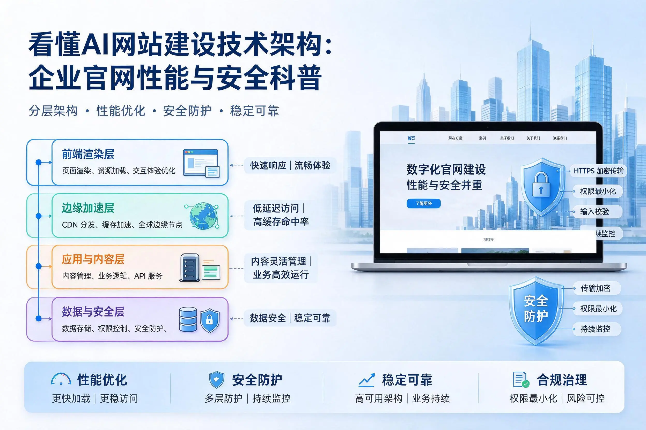 看懂AI网站建设技术架构:黄山企业官网性能与安全科普