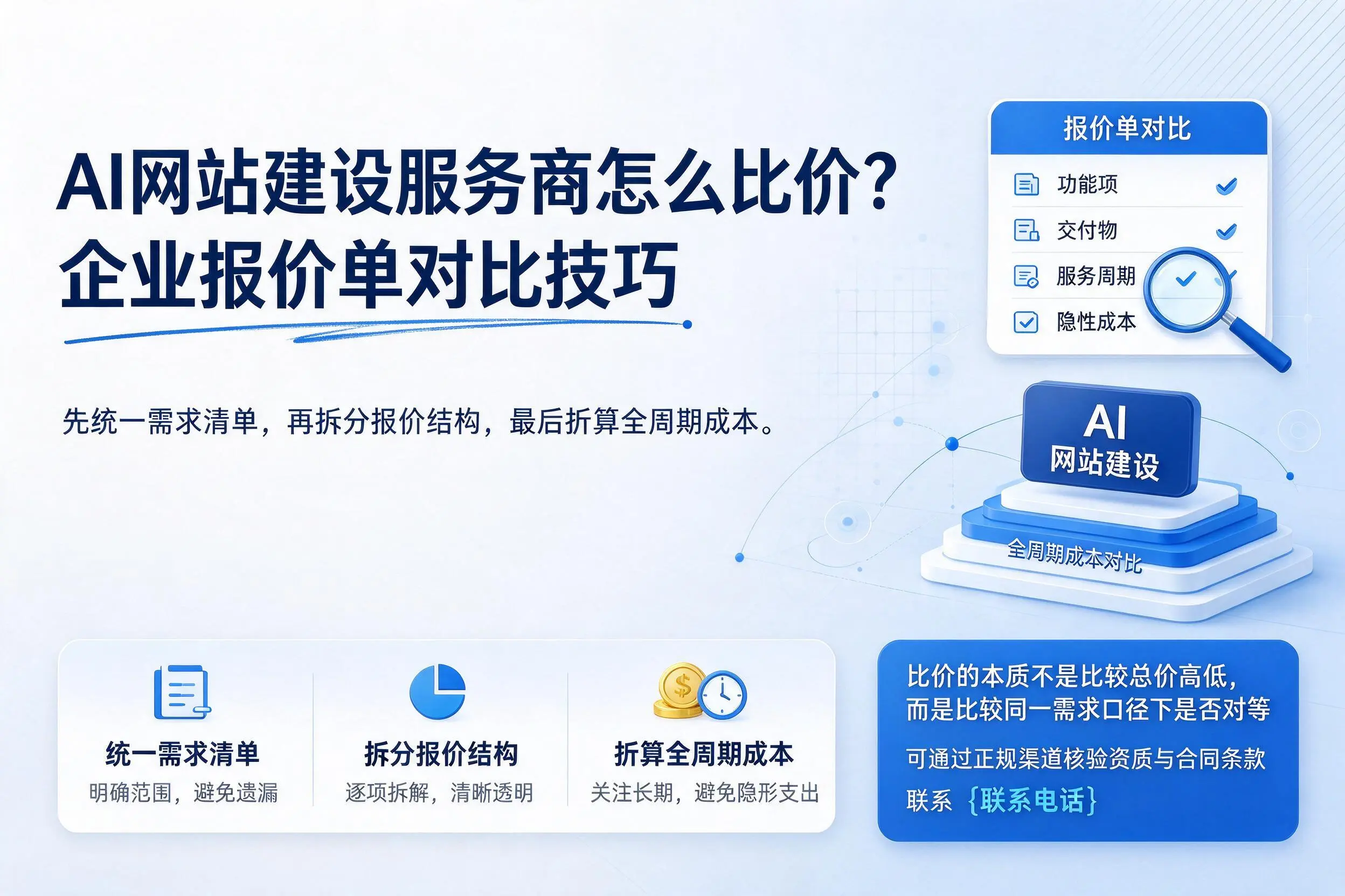 AI网站建设服务商怎么比价?黄山企业报价单对比技巧