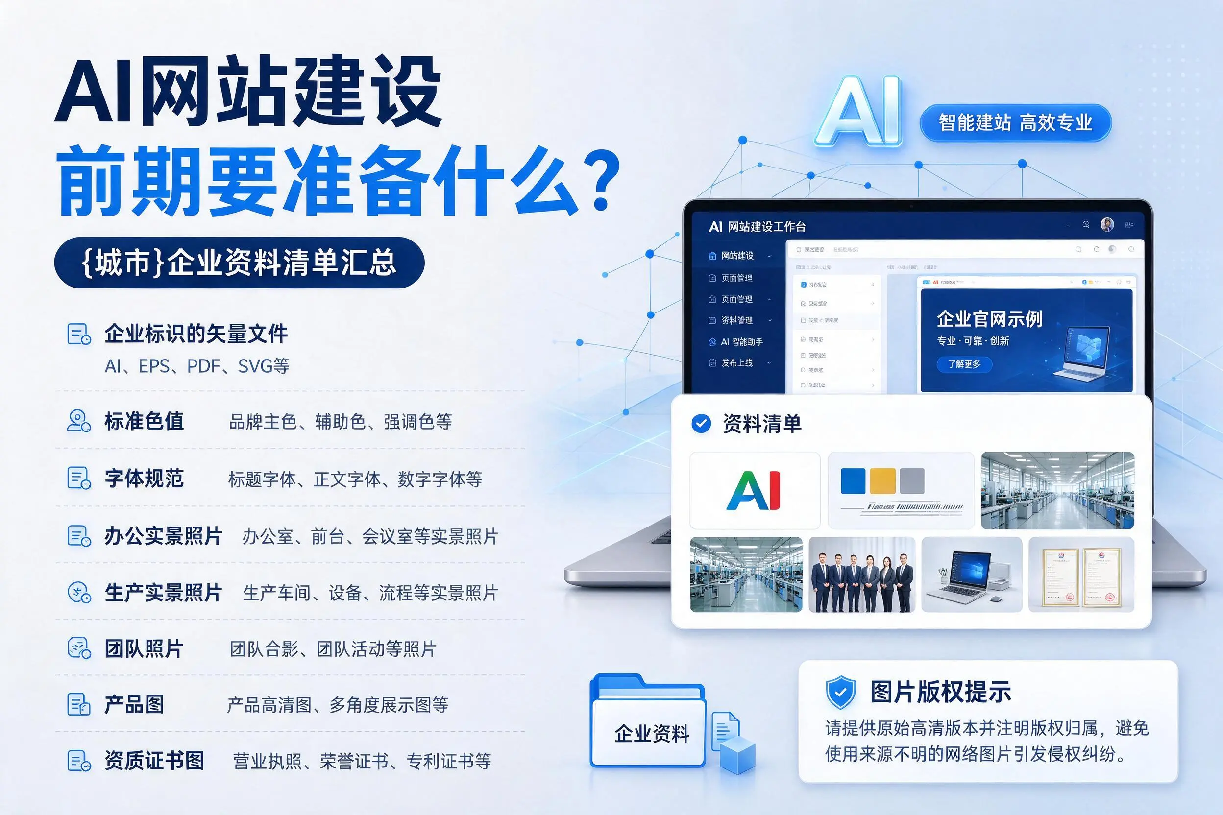 AI网站建设前期要准备什么?黄山企业资料清单汇总